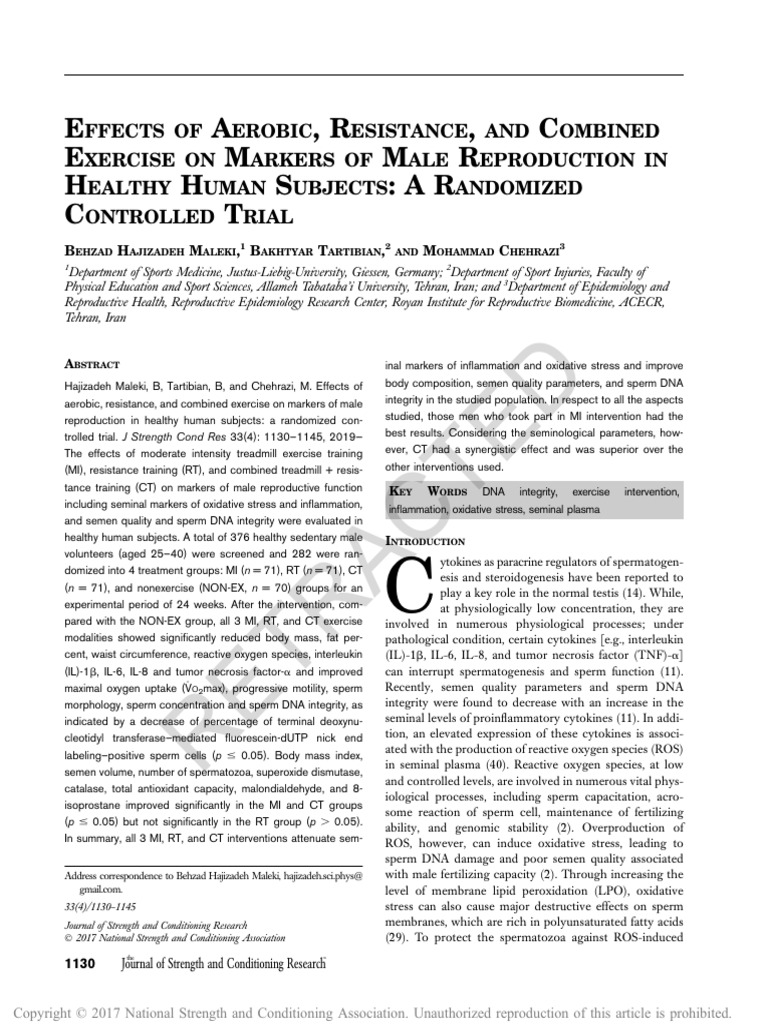 Effects of Aerobic, Resistance, and Combined.1 | PDF