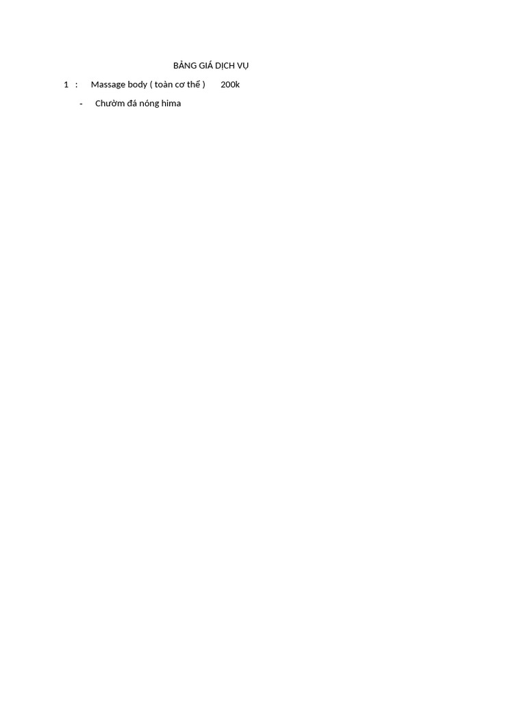 Bảng Giá Dịch Vụ | PDF