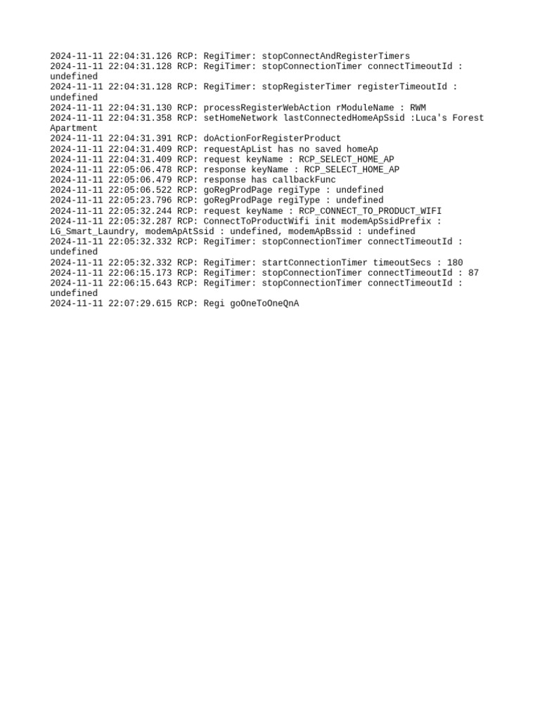 RCP RegiTimer Connection Logs | PDF