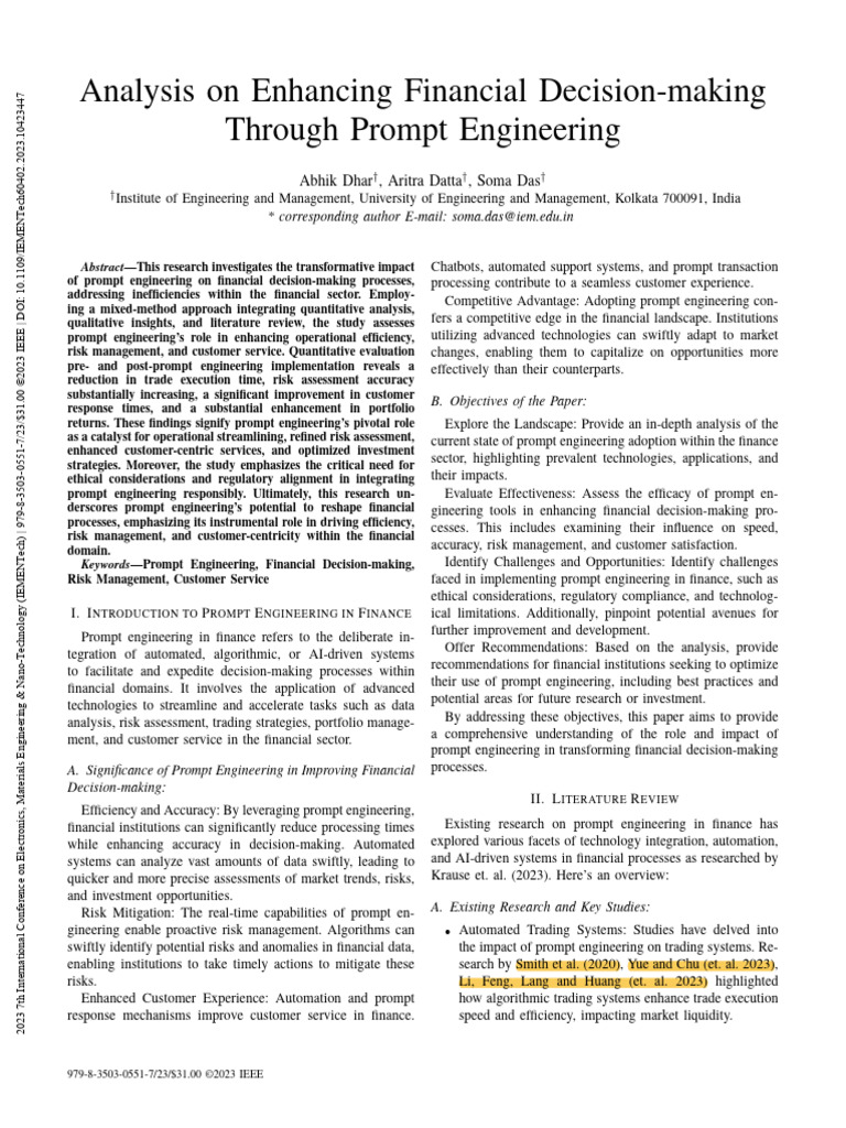 Enhancing Finance with Prompt Engineering | PDF | Methodology ...