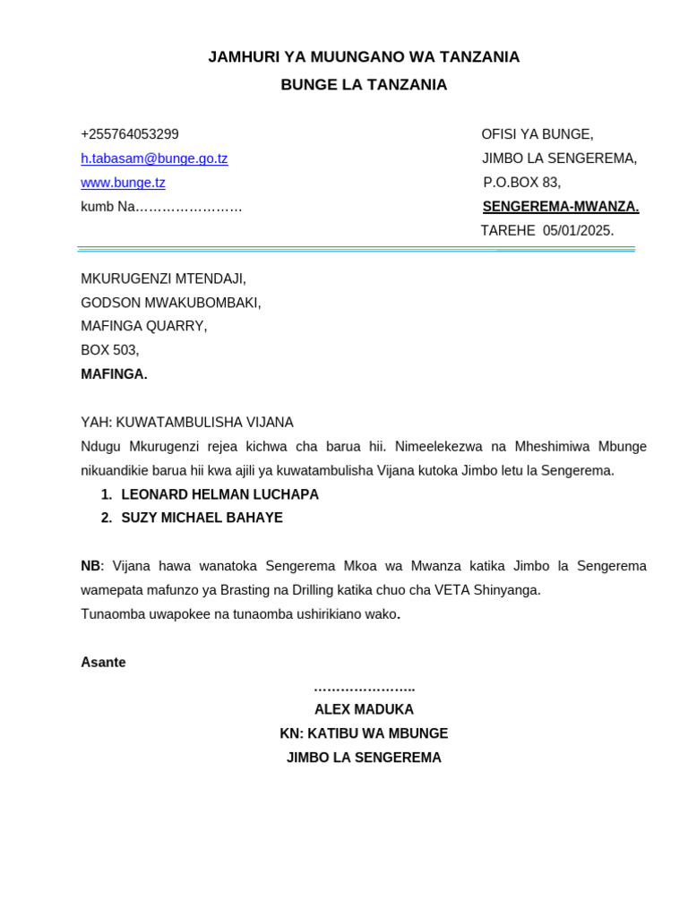 Jamhuri Ya Muungano Wa Tanzania | PDF