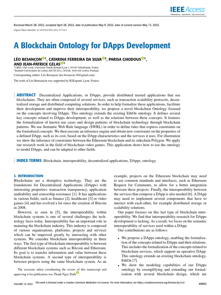 2022 - Besançon - A Blockchain Ontology For DApps Development | PDF ...