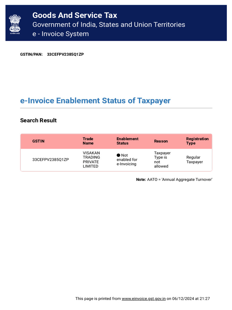e-Invoice Enablement Status Overview | PDF