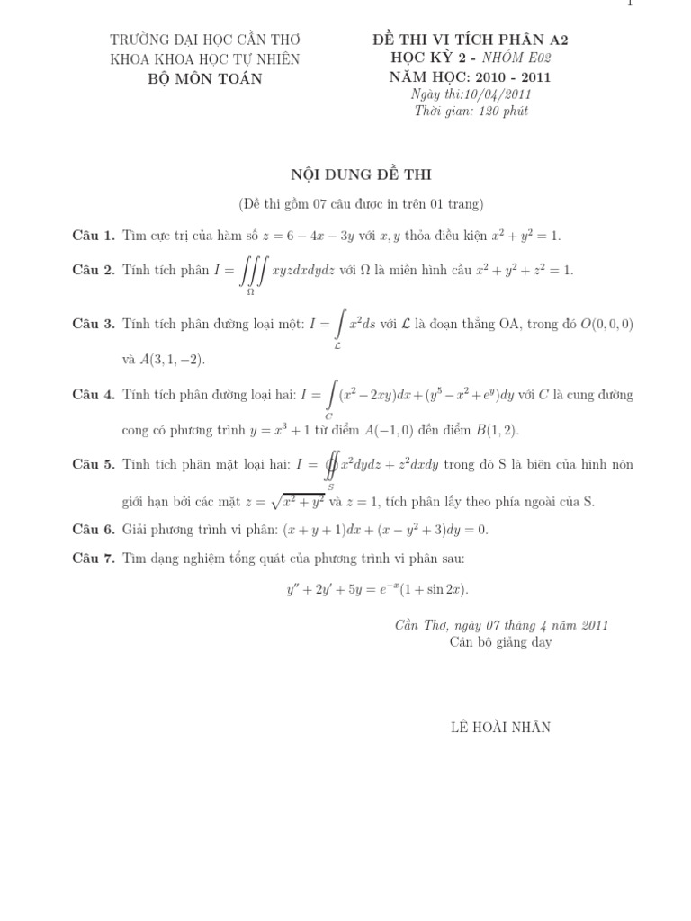 Dap An VTP A2 HK II 10 11 Nhom E02 | PDF