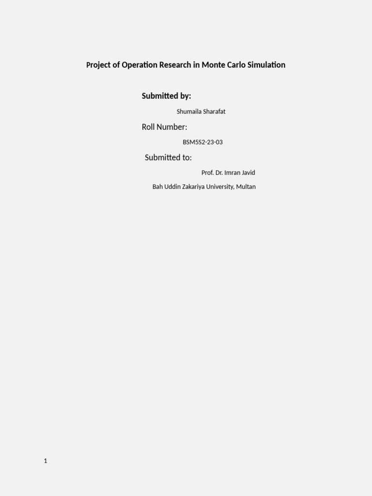 Monte Carlo Simulation in OR | PDF | Monte Carlo Method | Probability ...