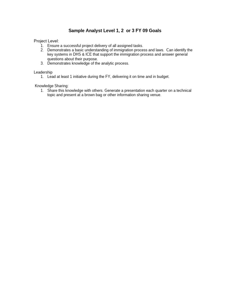 Analyst Goals & Responsibilities | PDF