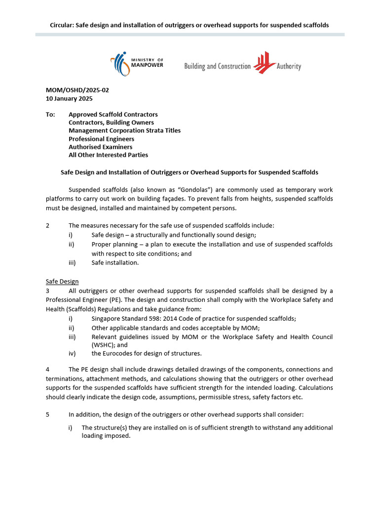 Safe Design for Suspended Scaffold Outriggers | PDF | Scaffolding | Safety