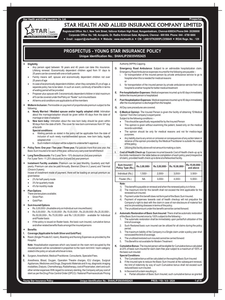 Prospectus_Young_Star_Insurance_Policy_V_8_f21b6037ff | PDF | Insurance ...