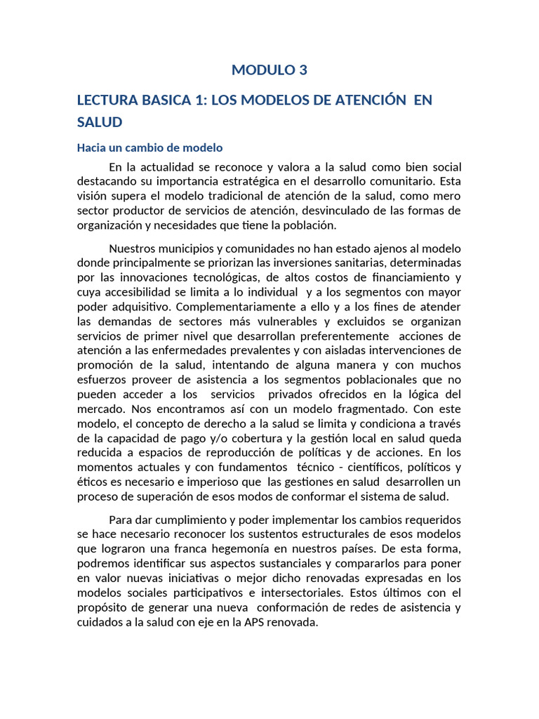 Los Modelos de Atencion en Salud | PDF | Hospital | Cuidado de la salud