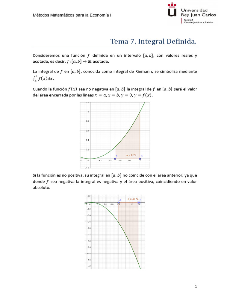 Tema 7. Integral Definida I | PDF | Integral | Análisis matemático
