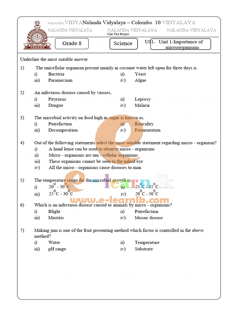 Grade 8 Science Unit Test Papers | PDF | Voltage | Electric Current