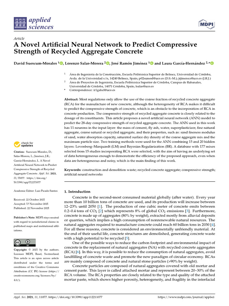 A Novel Artificial Neural Network To Pre | PDF | Concrete ...