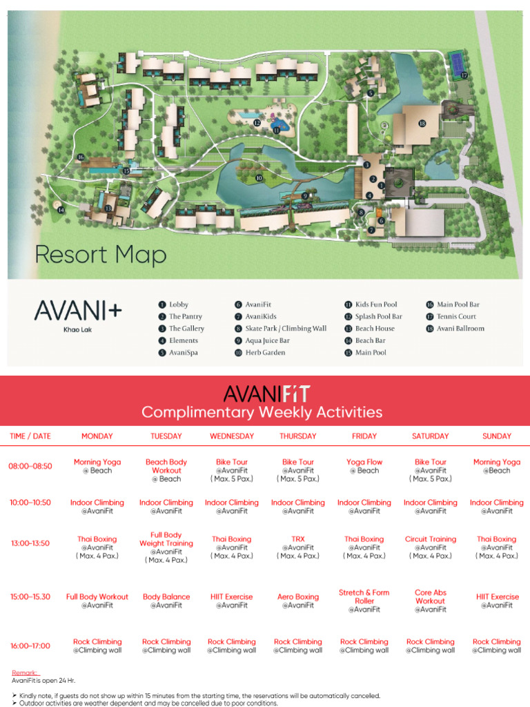 Avani Khao Lak Resort Activities Guide | PDF