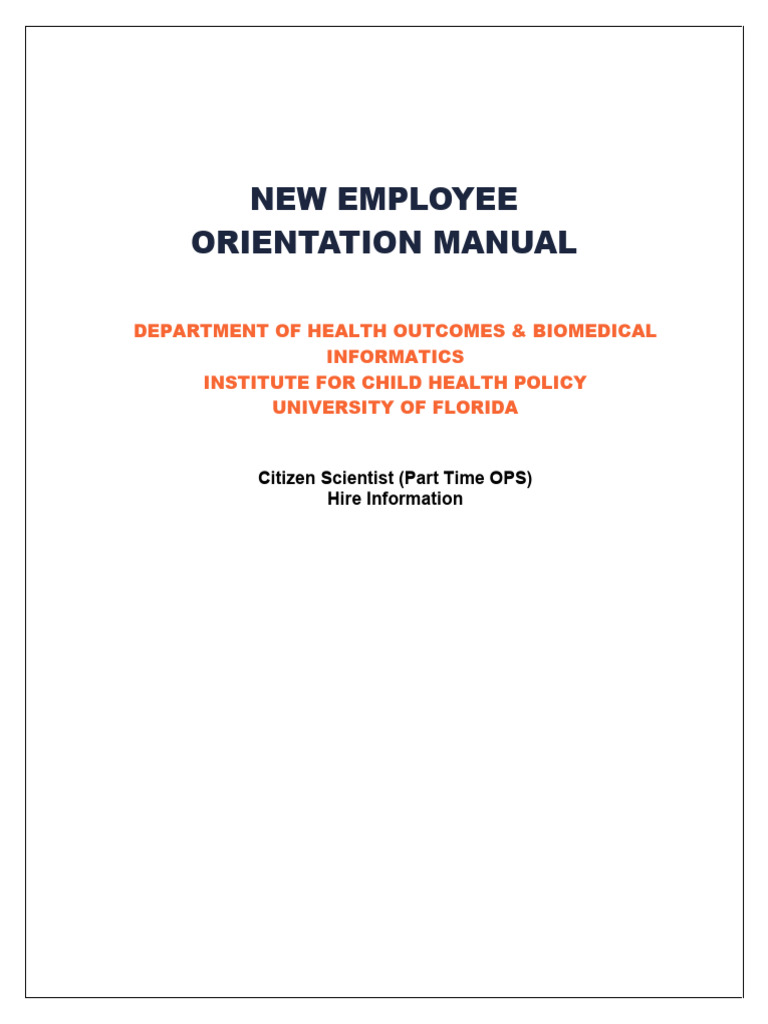 New Employee Orientation Manual | PDF | Health Care | Health Informatics
