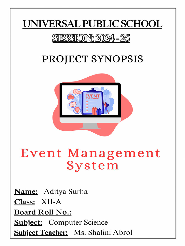 Event Management Class 12 Cbse Project Computer Science. | PDF