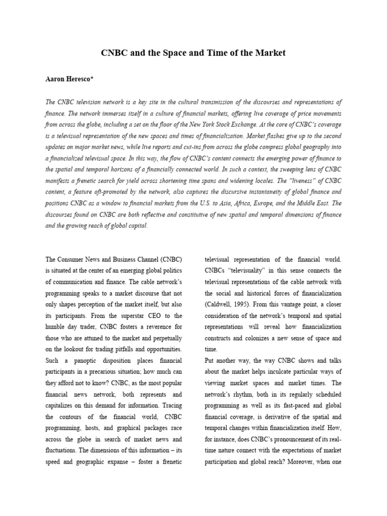 CNBC's Role in Financial Market Televisuality | PDF | Algorithmic