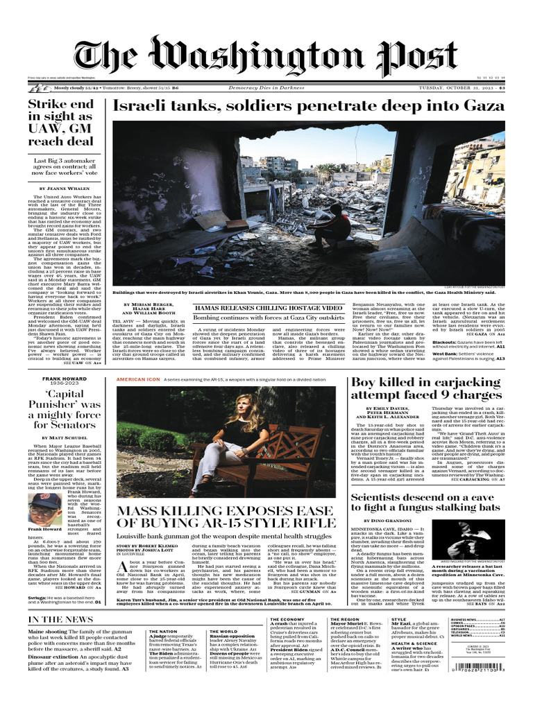 The Washington Post - October 31, 2023 | PDF | General Motors | Gaza Strip