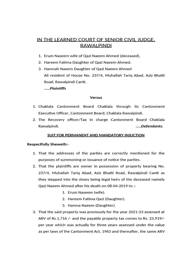 Erum Vs Cantonment Board-1 | PDF | Lawsuit | Taxes