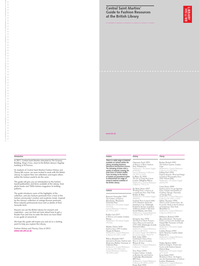 British Library and Central Saint Martins Fashion Collection Guide 2013 ...
