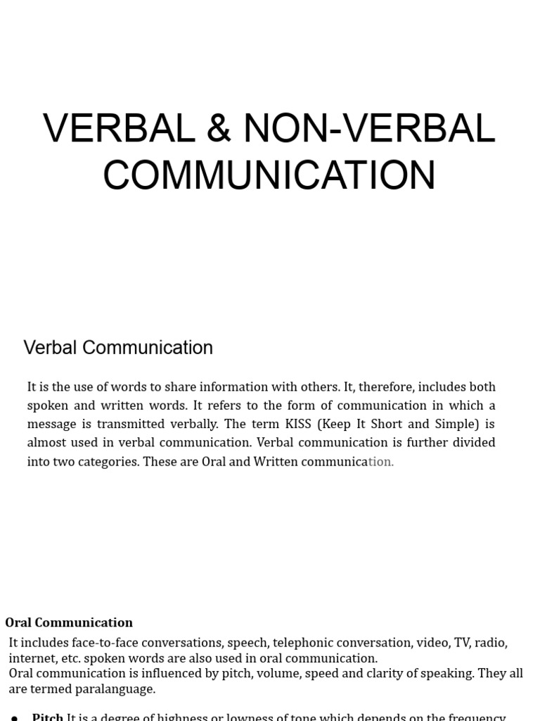 Verbal and Non-Verbal Communication | PDF | Nonverbal Communication ...