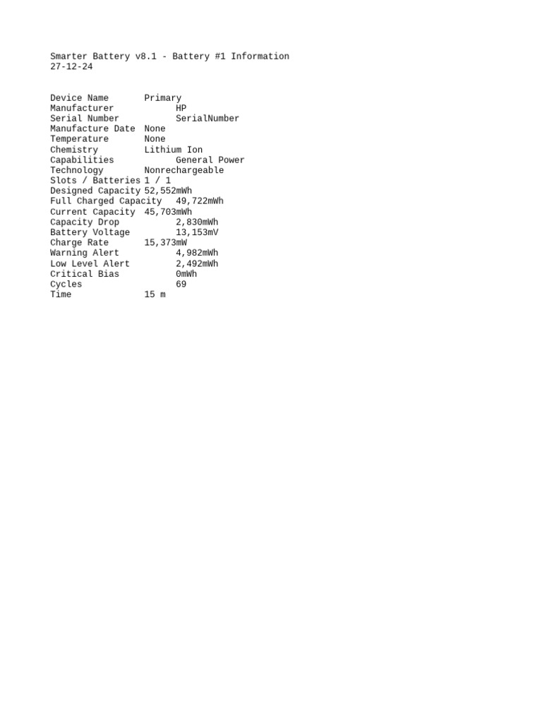 LG HB2 Battery Specifications | PDF