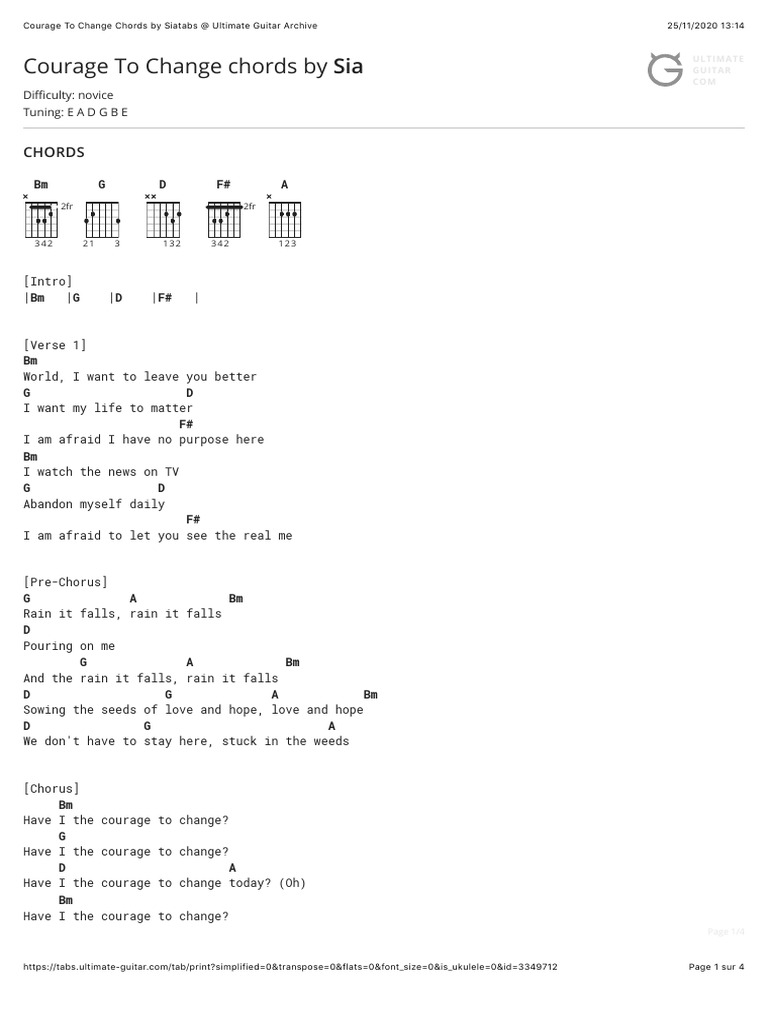 Courage To Change Sia Pdf Song Structure Recorded Music