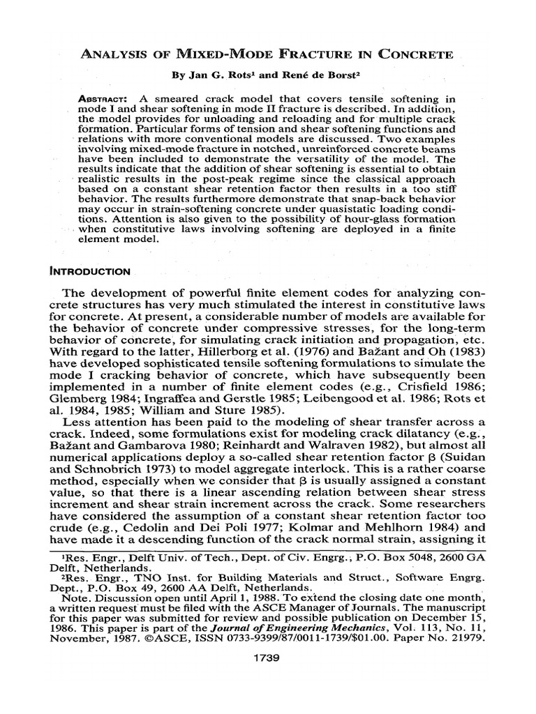 Analysis of Mixed-Mode Fracture in Concrete | PDF | Fracture Mechanics ...