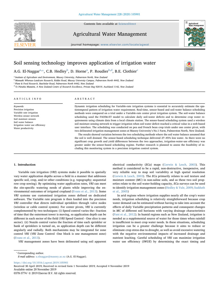 Soil Sensing for Efficient Irrigation | PDF | Evapotranspiration ...