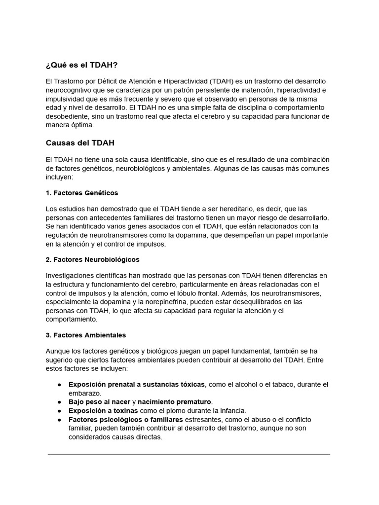 Guía completa sobre el TDAH | PDF | Desorden hiperactivo y deficit de ...