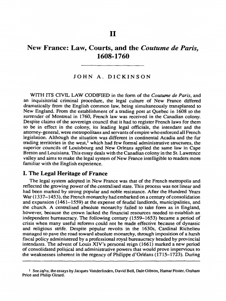 New France Legal System Overview | PDF | Evidence (Law) | New France