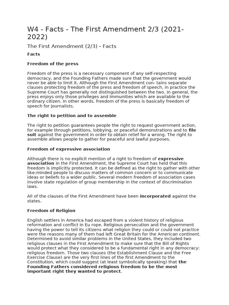W4 - Facts | PDF | First Amendment To The United States Constitution ...