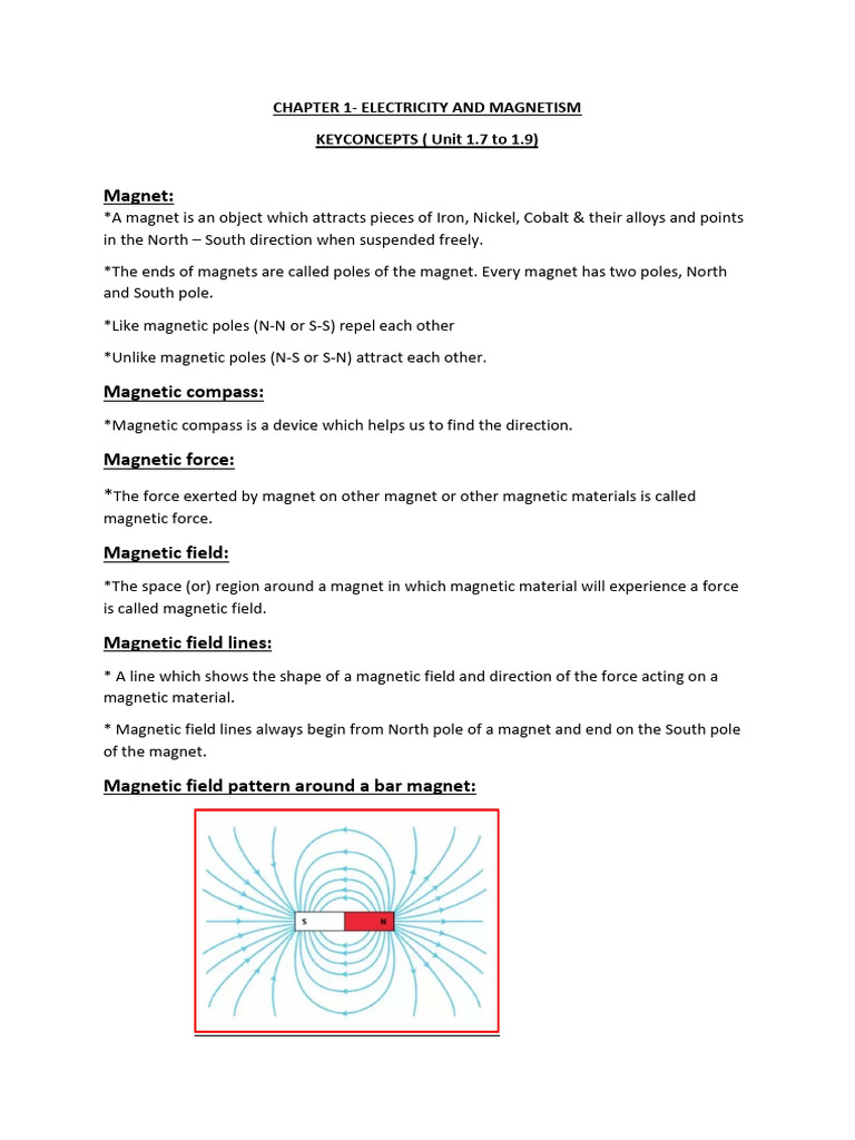 CHAPTER 1-ELECTRICITY & MAGNETISM - KEY CONCEPTS (Part 2) | PDF ...