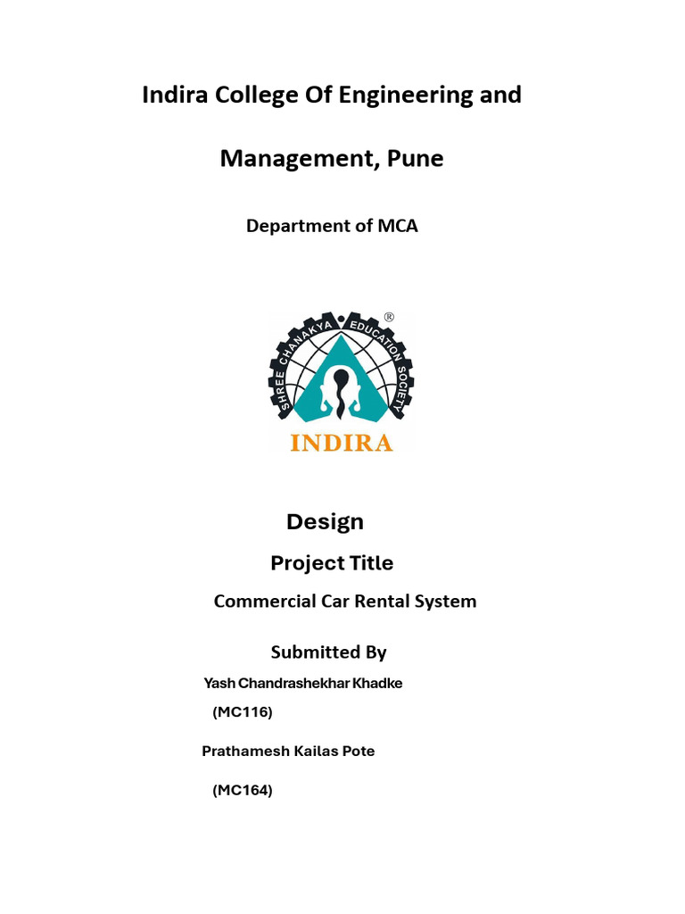 Commercial Car Rental System Design | PDF