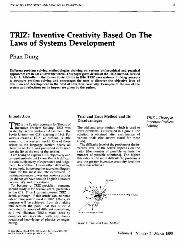 TRIZ: Inventive Creativity Based On The Laws of Systems Development ...