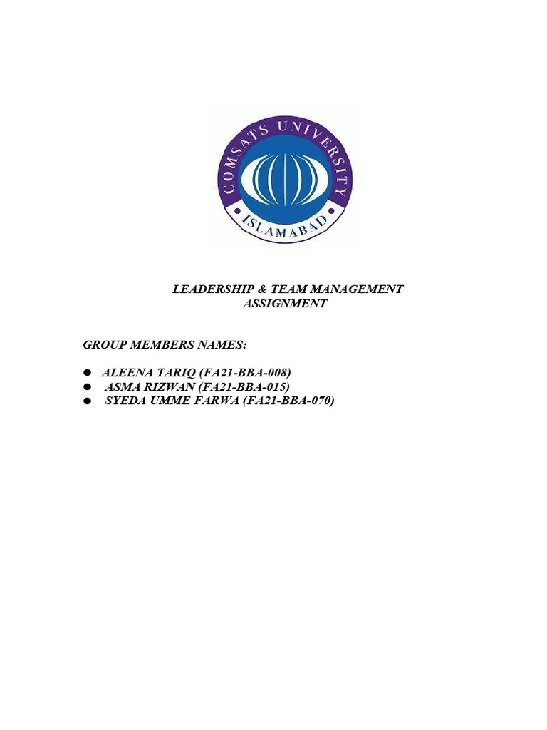 Aleena Tariq, Asma Rizwan, Syeda Umme Farwa | PDF | Leadership ...