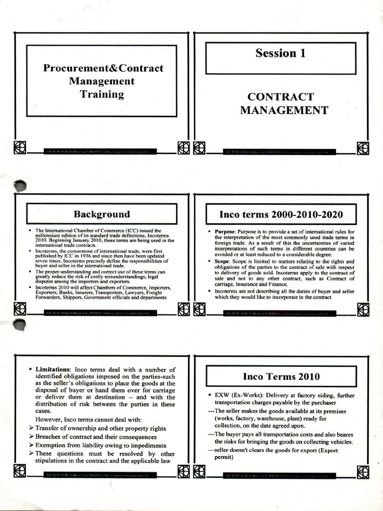 Contract MGMT, Inco Terms & Letter of Credit | PDF
