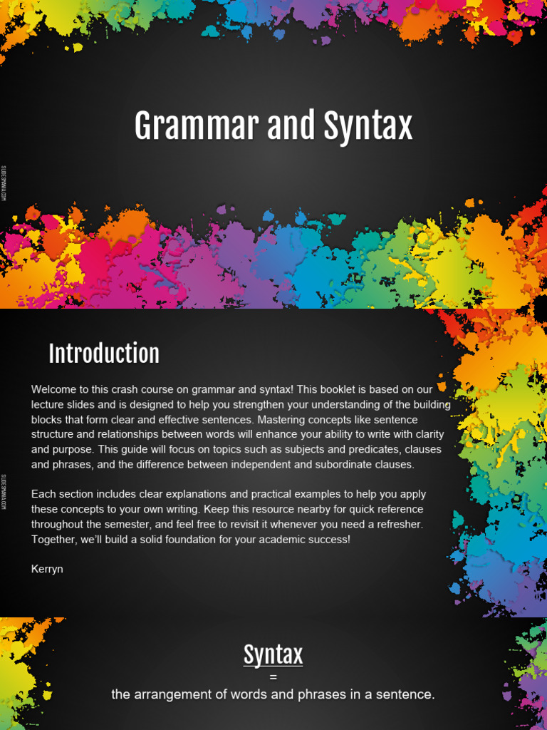 Grammar and Syntax Crash Course | PDF | Sentence (Linguistics ...