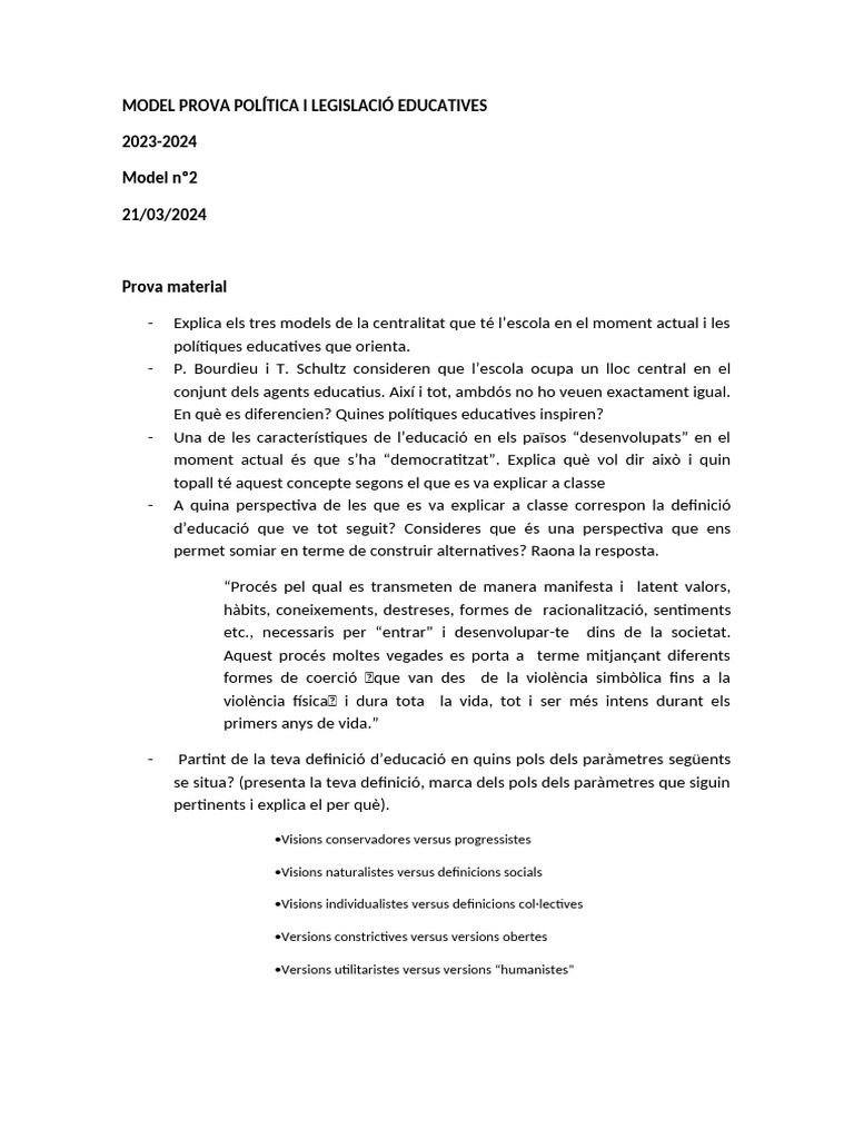 Model Prova Nº 2 | PDF