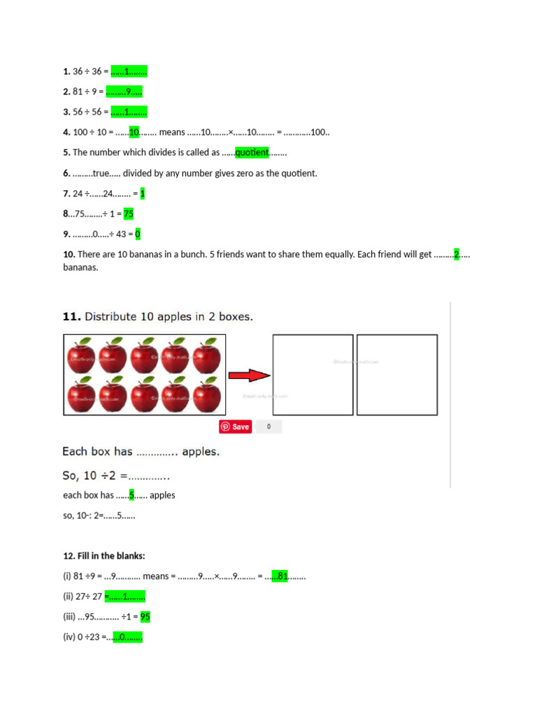 Division Facts and Quotients Guide | PDF | Discrete Mathematics | Numbers