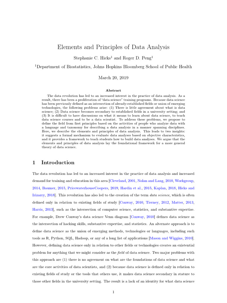 Principles Of Data Analysis