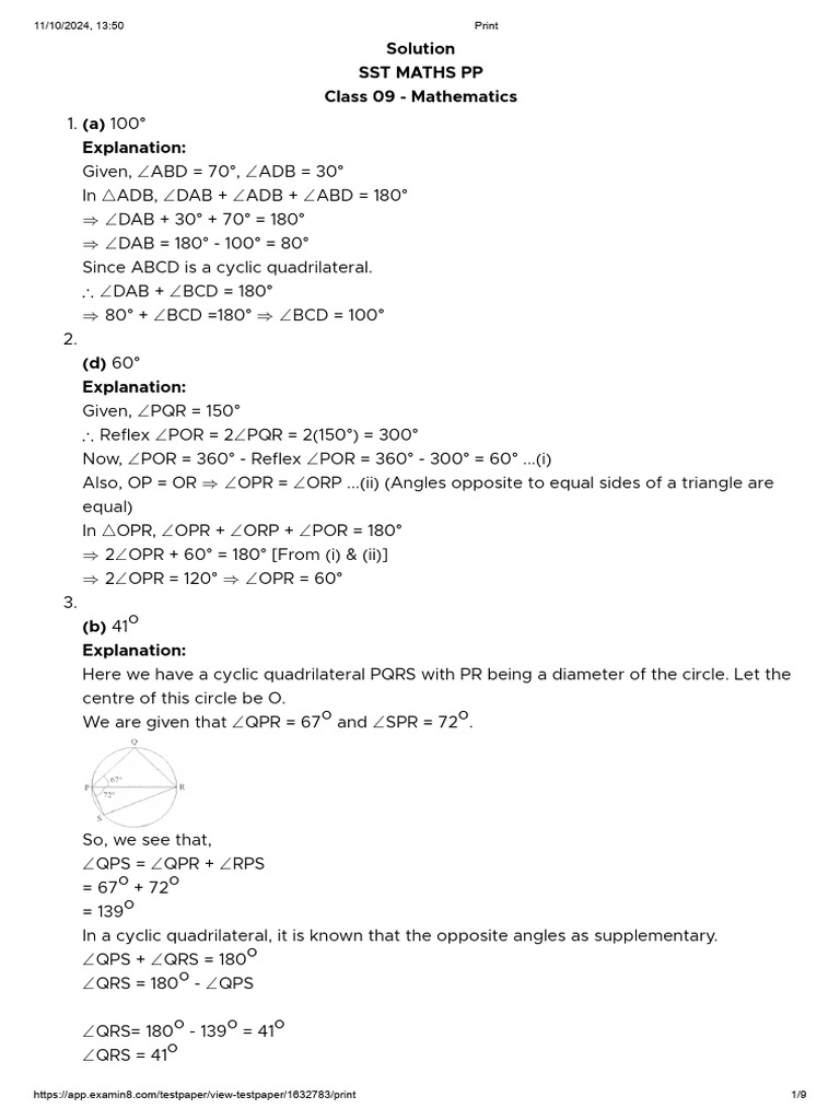 9th Cbse Answer Assignment Circles Maths 11-10-24 | PDF | Circle | Pi