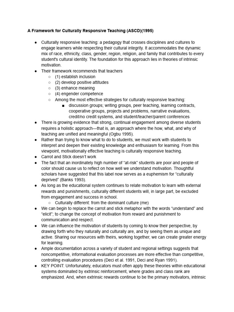 Culturally Responsive Practices Collection of Sources | PDF | Learning ...