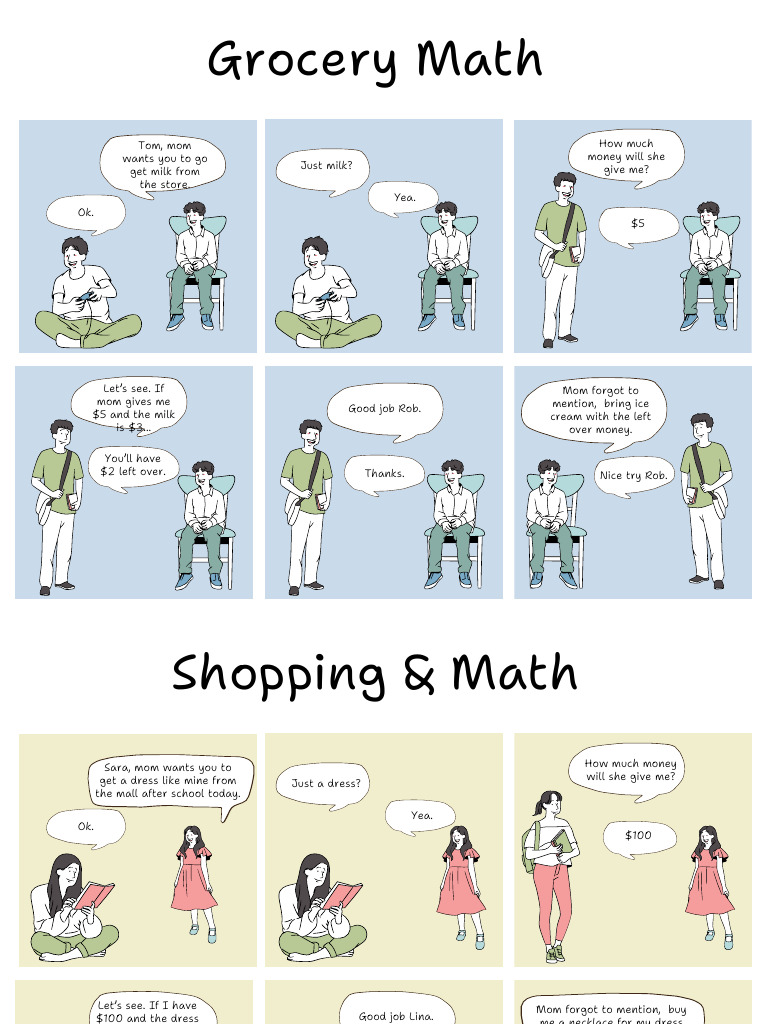 Everyday Math Visual Language Arts Comic Strip in Colorful Illustrative ...
