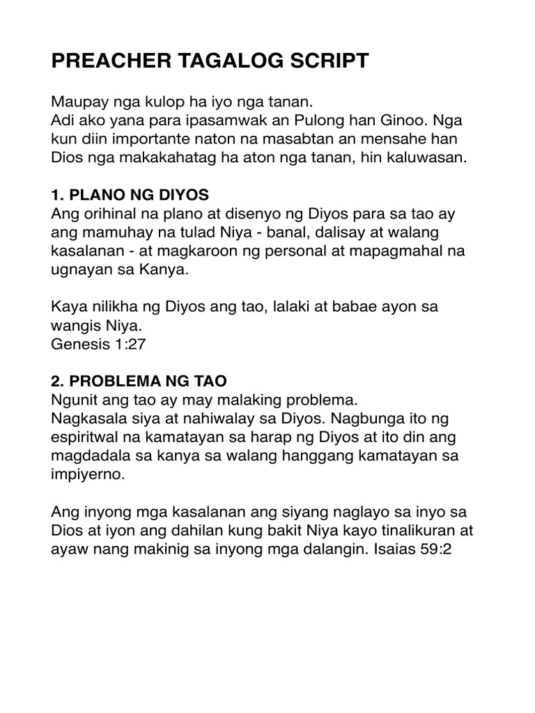 Preacher TAGALOG Script | PDF