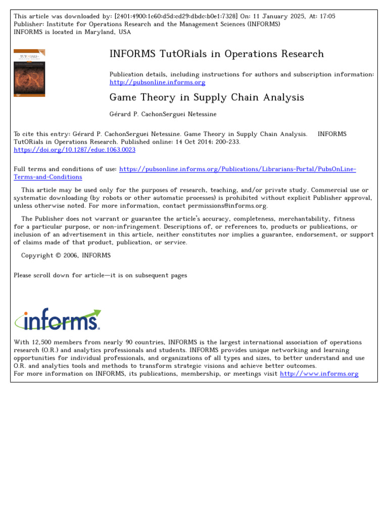 Cachon Netessine 2014 Game Theory in Supply Chain Analysis | PDF | Game ...