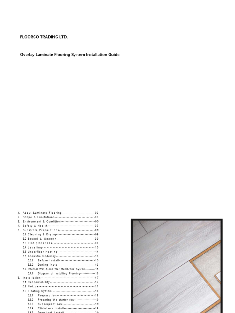 Picture of Overlay Laminate Flooring System Installation Guide E3 | PDF | Flooring ...