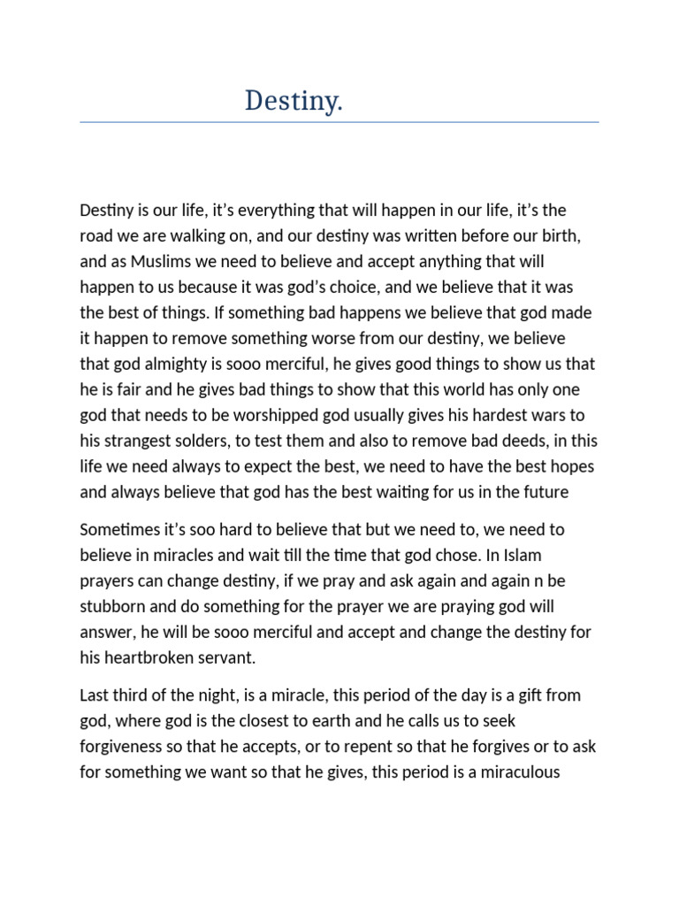 Understanding Destiny in Islam | PDF
