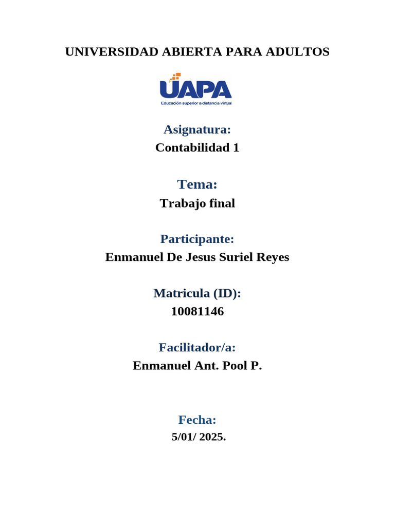 Trabajo Final de Contabilidad 1 | PDF | Contabilidad | Servicios ...