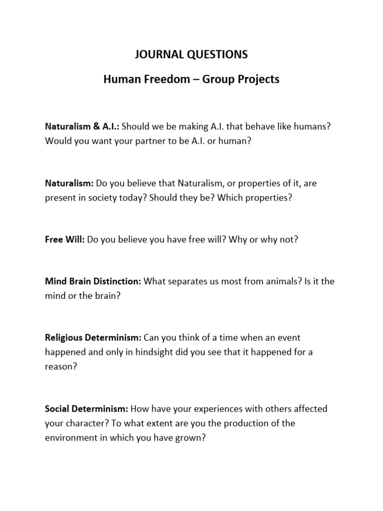 HRE4M Human Freedom Journal Questions | PDF