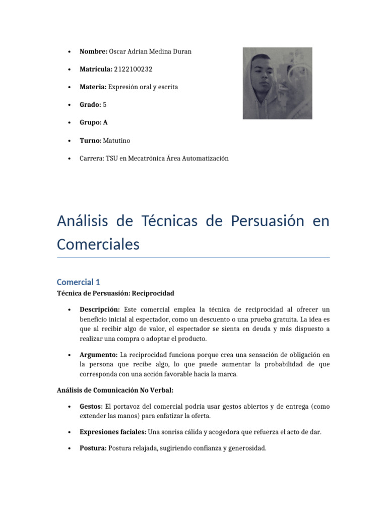 Técnicas de Persuasión en Comerciales | PDF | Comunicación no verbal ...
